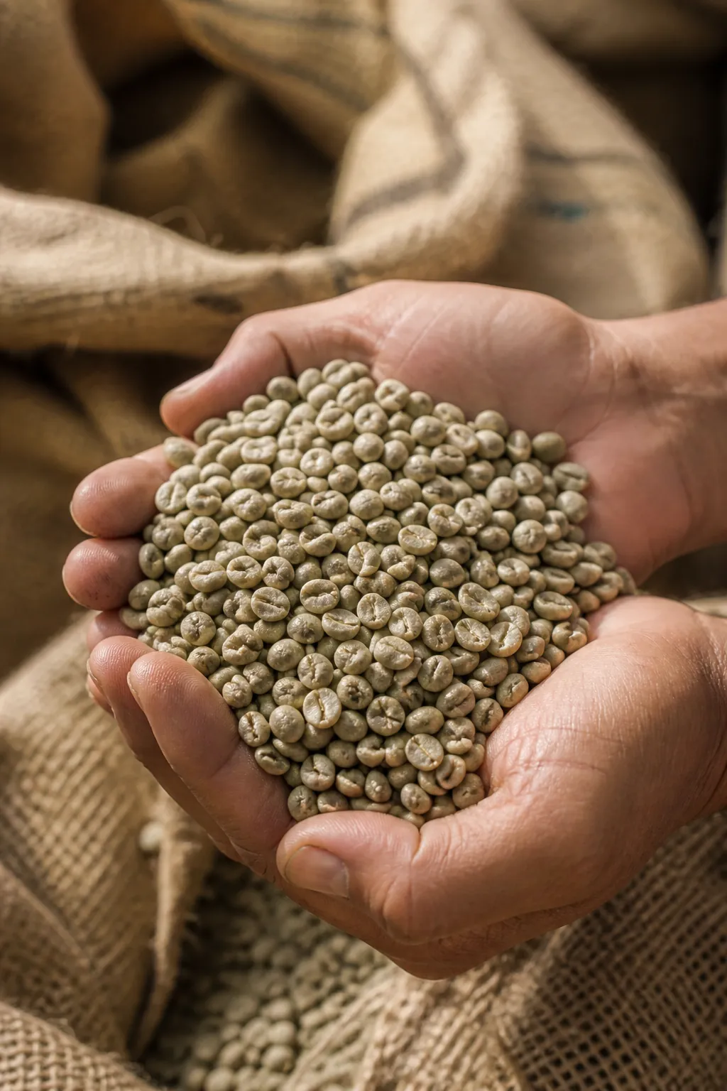 Green beans in open hands