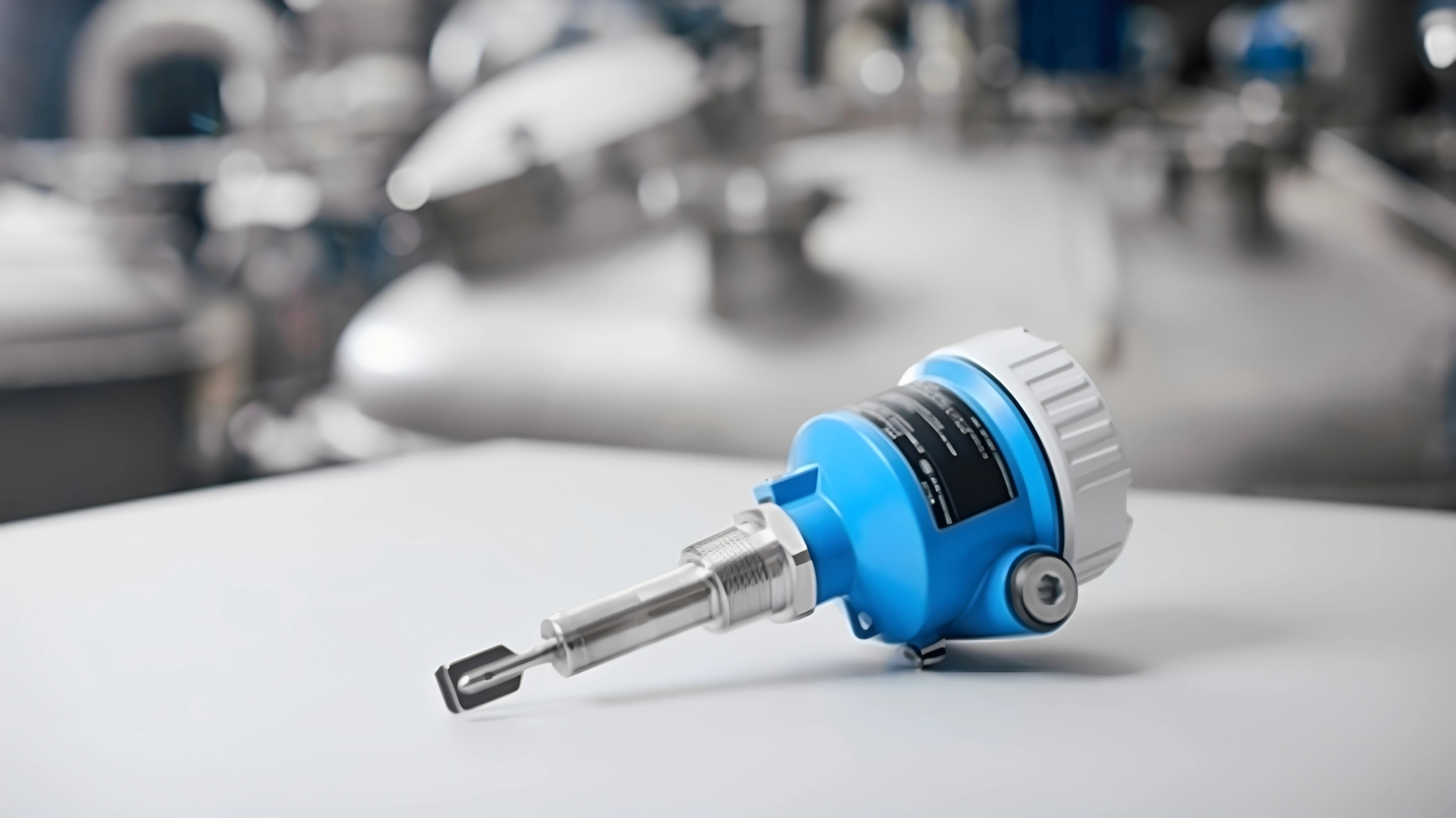 Vibrating fork level switch on a workbench