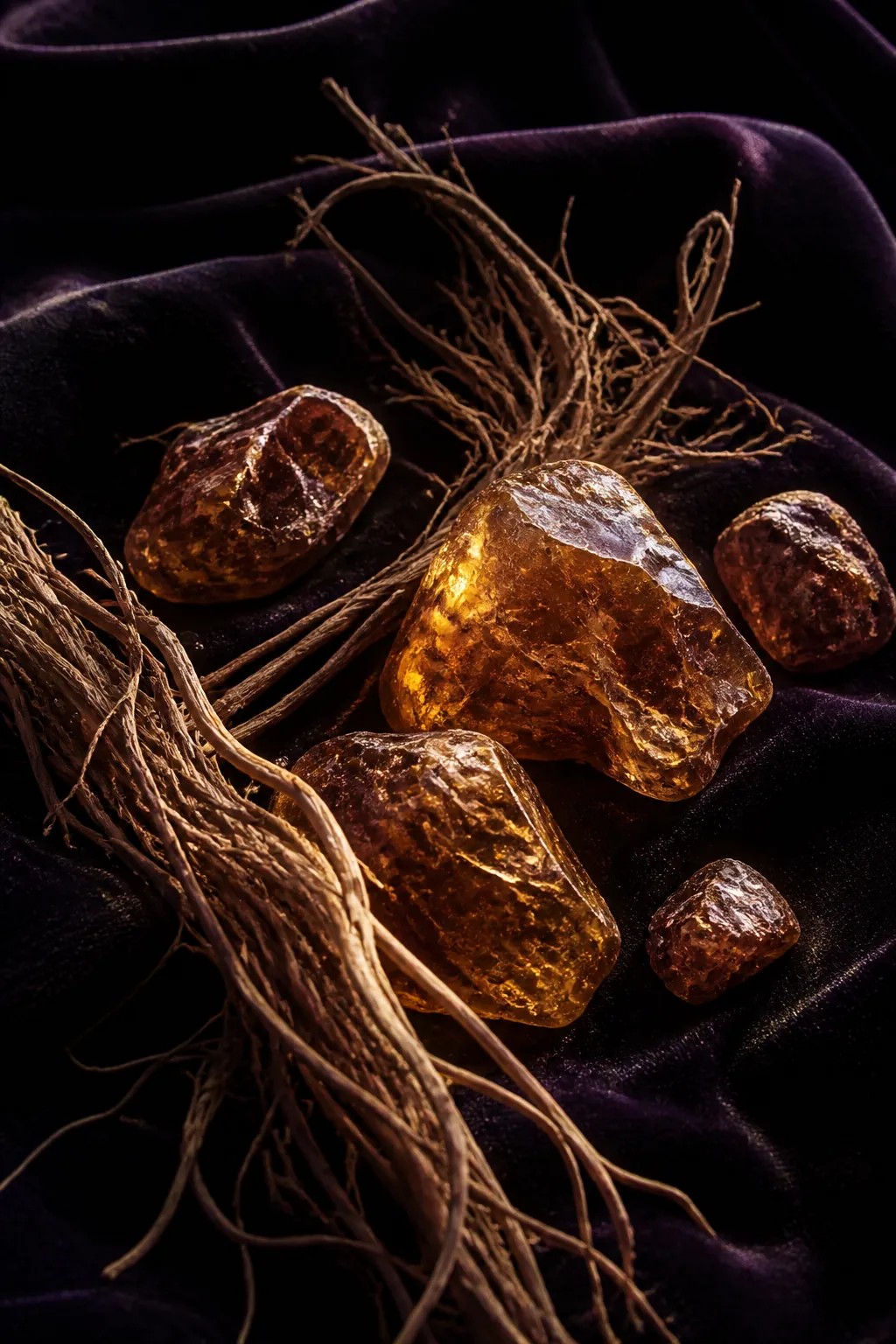 Amber resin and vetiver