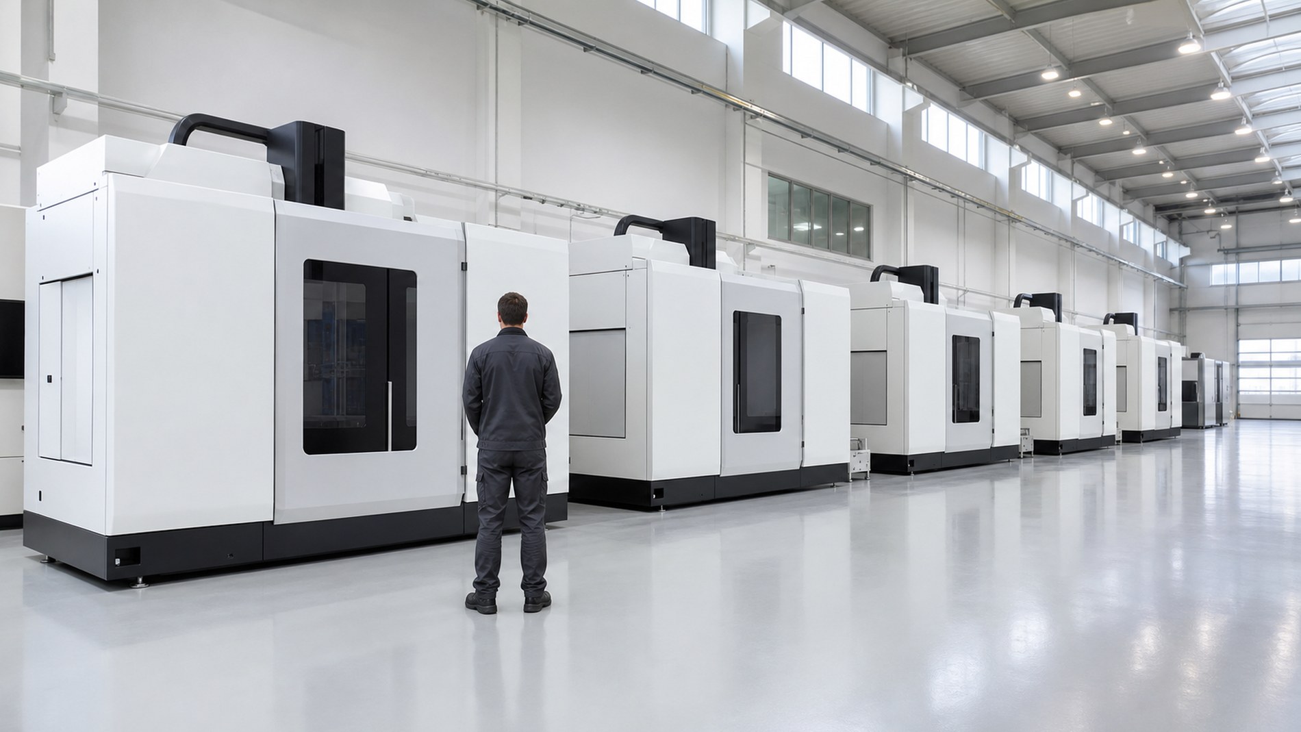 Machining hall with five-axis centres